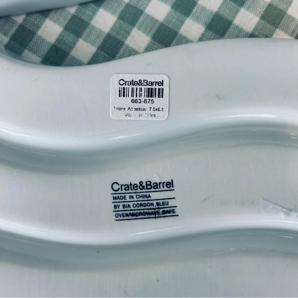 Crate&Barrel White Ceramic Appetizer Dishes - Set of 3